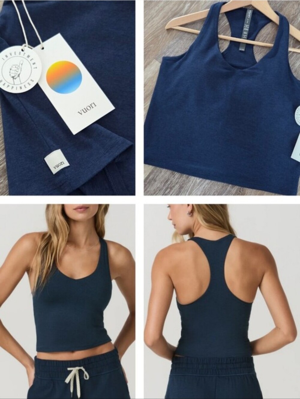 Vuori Halo Performance Crop Top Tank 2.0 Blue Coast NWT Racerback HTF PRICE FIRM